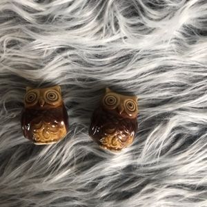 Brown & Tan Owl salt & pepper shakers